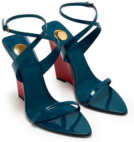 Wedge Sandals for Women Strappy Wedge Heels Pointed Open Toe Heeled Sandals Buckle Ankle Strap Heels Sexy Wedding Dress Shoes in Saudi Arabia
