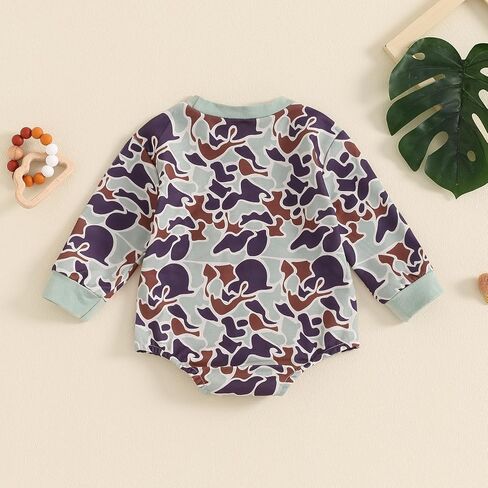 BULINGNA Newborn Baby Boy Duck Hunting Outfit Mallard Duck Bubble Romper Oversized Sweatshirt Onesie Fall Winter Clothes in Kuwait