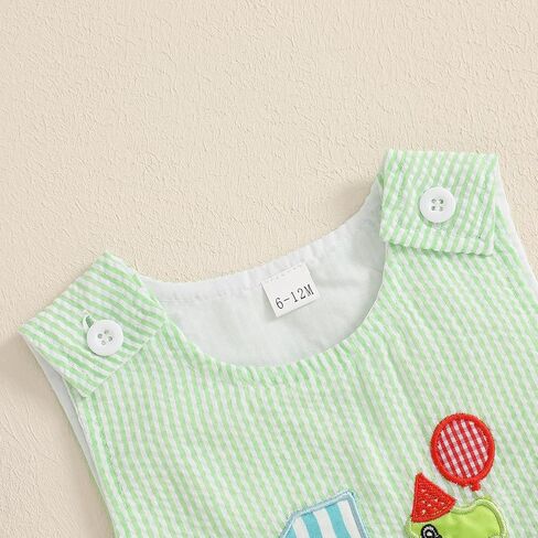 Baby Boy Birthday Outfit Sleeveless 1st Embroidery Birthday Romper Jumpsuit Cute One Piece Cake Smash Outfits in Kuwait