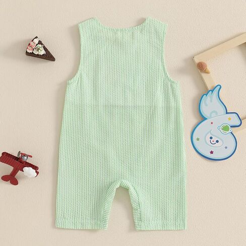 Baby Boy Birthday Outfit Sleeveless 1st Embroidery Birthday Romper Jumpsuit Cute One Piece Cake Smash Outfits in Kuwait