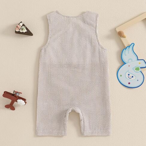 Baby Boy Birthday Outfit Sleeveless 1st Embroidery Birthday Romper Jumpsuit Cute One Piece Cake Smash Outfits in Kuwait