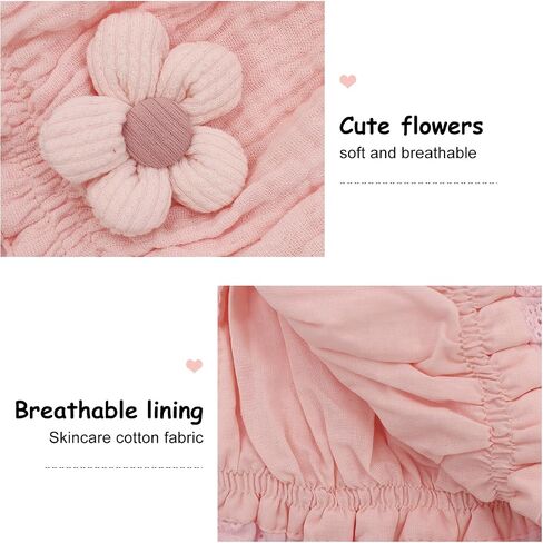 Baby Girls Bonnet Ultra Soft Breathable Lovely Bonnet Cap with 3D Flowers Adjustable Hats 0-12 Months in Kuwait