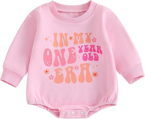 DuAnyozu First Birthday Girl Outfit Baby Sweatshirt Romper Fall Long Sleeve Bodysuit In My One Year Old Era Shirt Clothes in Saudi Arabia