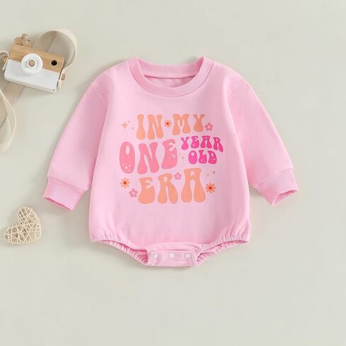 DuAnyozu First Birthday Girl Outfit Baby Sweatshirt Romper Fall Long Sleeve Bodysuit In My One Year Old Era Shirt Clothes in Saudi Arabia