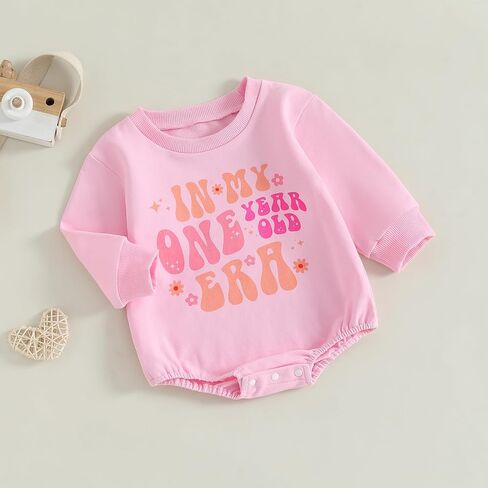 DuAnyozu First Birthday Girl Outfit Baby Sweatshirt Romper Fall Long Sleeve Bodysuit In My One Year Old Era Shirt Clothes in Saudi Arabia