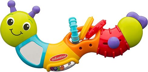 Infantino Topsy Turby Twist and Play Caterpillar حشرجة الموت - الجسم الدوار ، حلقات الانزلاق ، صانعي المرآة والضوضاء - لعبة النشاط لأعمار 6 أشهر + in Kuwait