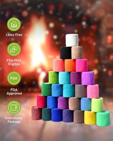 FriCARE Latex Free Self Adhesive Bandage, Green Athletic Wrist Spat Tape, First Aid Supplies Medical Tape Self-Adherent Cohesive Bandages, Non-Woven Elastic Vet Wrap Fluorescent 6 Rolls 2" x 5 Yards in Kuwait