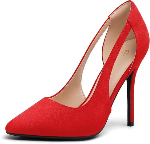 mysoft Women's 4IN Cut Out Pointed Toe Stiletto Pumps | Fashion Forward, Elegant Style, Vibrant Shades, Soft Latex Insole, All-Day Comfort, Slip-Resistant Grip in Saudi Arabia