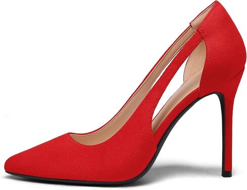 mysoft Women's 4IN Cut Out Pointed Toe Stiletto Pumps | Fashion Forward, Elegant Style, Vibrant Shades, Soft Latex Insole, All-Day Comfort, Slip-Resistant Grip in Saudi Arabia