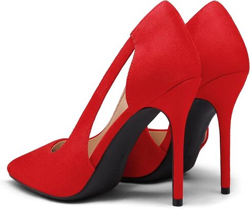 mysoft Women's 4IN Cut Out Pointed Toe Stiletto Pumps | Fashion Forward, Elegant Style, Vibrant Shades, Soft Latex Insole, All-Day Comfort, Slip-Resistant Grip in Saudi Arabia