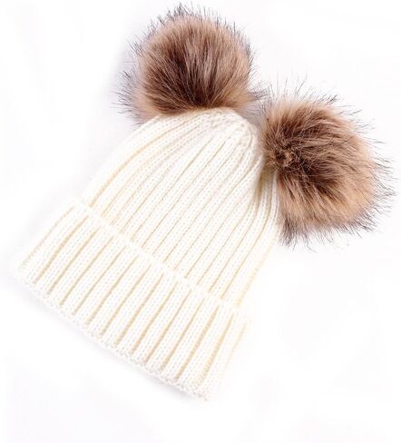 2PCS Parent-Child Hat Winter Warmer, Baby Hat/Women Hat, Mother & Baby Knit Hat Winter Warm Crochet Cap Beige in Saudi Arabia