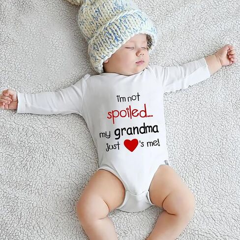 I'm Not Spoiled My Grandma Just Loves Me Romper for Boy Long Sleeve Baby Girls Bodysuits in Saudi Arabia