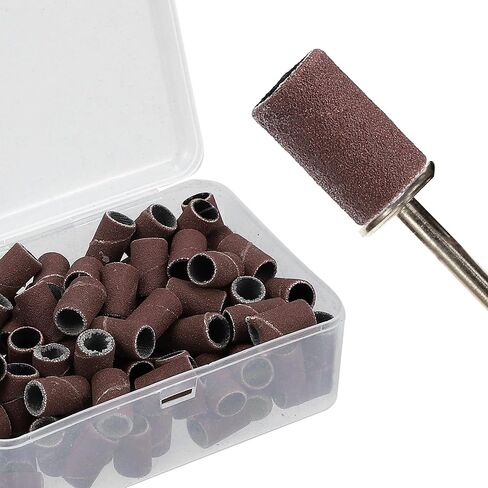 Vocoste 100 قطعة 320 عصابات الصنفرة الحبيبة مع مربع مجاني ، أكمام الصنفرة الرملية الأسطوانة لأدوات الصنفرة الأظافر البنية in Kuwait