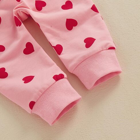 Toddler Baby Girl Valentines Day Clothes Letter Heart Print Long Sleeve Sweatshirt Pants Headband 3 Piece Outfit Set in Kuwait