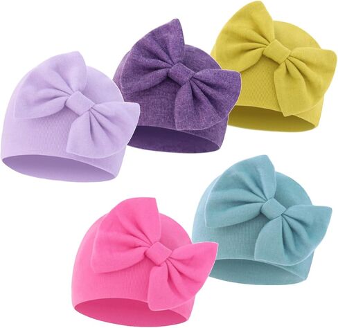 Newborn Baby Hospital Hats Beanie Bow Infant Caps Baby Cotton Cloth Turban Toddler Rabbit Ear Hat for 0-6 Months ﻿ in Saudi Arabia