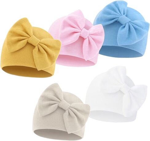 Newborn Baby Hospital Hats Beanie Bow Infant Caps Baby Cotton Cloth Turban Toddler Rabbit Ear Hat for 0-6 Months ﻿ in Saudi Arabia