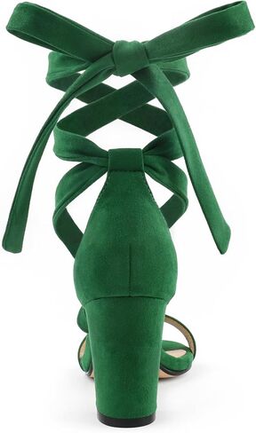 JOY IN LOVE Women's Lace Up Heels 3 Inch Chunky Block Heel Strappy Sandals in Kuwait