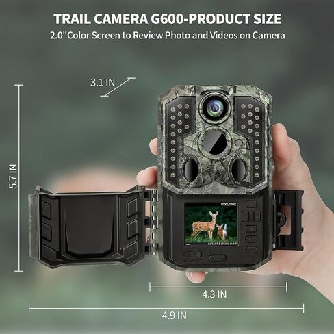الكاميرا Trail 4K 30 ميجابكسل ، كاميرا ألعاب تعمل بالطاقة الشمسية مع بطاقة 32 غرام ، شاشة 2 "، رؤية ليلية ، نطاق بير 120 درجة ومقاوم للماء IP66 لصيد الحياة البرية في الهواء الطلق أمن المنزل in Saudi Arabia