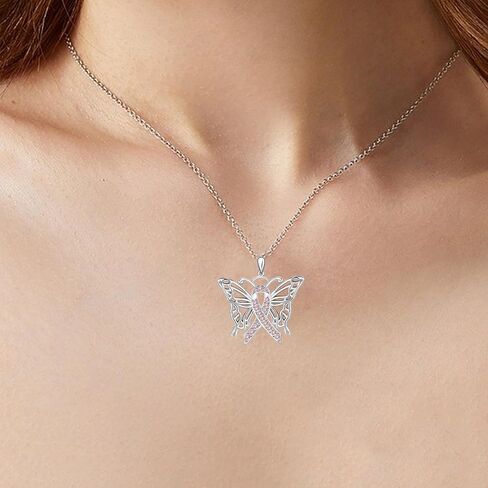 أمي جديدة لتكون هدية أم من ملاك قلادة الإجهاض الهدايا التذكارية الأمينة الفضية الاسترليني لتكون قلادة للنساء ماما المجوهرات شرائط وردية الوردي قلادة الوعي بسرطان الثدي قلادة أمي. in Kuwait