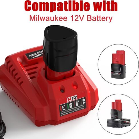 12 فولت استبدال شاحن Milwaukee محطة الشاحن متوافق مع Milwaukee M12 بطارية 48-11-2412 48-11-2420 48-11-2411 48-11-2440 48-11-2401 in Kuwait