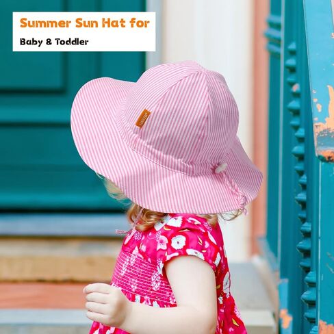 Baby Girl Sun Hat with UPF 50+ Outdoor Adjustable Toddler Beach Hat with Wide Brim Bucket Hats for Kids in Saudi Arabia