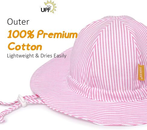 Baby Girl Sun Hat with UPF 50+ Outdoor Adjustable Toddler Beach Hat with Wide Brim Bucket Hats for Kids in Saudi Arabia