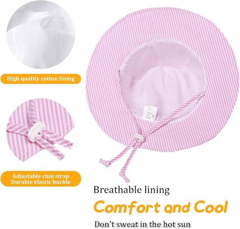 Baby Girl Sun Hat with UPF 50+ Outdoor Adjustable Toddler Beach Hat with Wide Brim Bucket Hats for Kids in Saudi Arabia