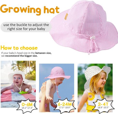 Baby Girl Sun Hat with UPF 50+ Outdoor Adjustable Toddler Beach Hat with Wide Brim Bucket Hats for Kids in Saudi Arabia