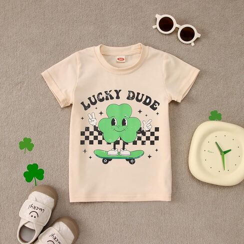SOFEON Lucky Dude T-Shirt Toddler Boys Girls St Patricks Day Shirts Shamrock Outfits Clover Tees Tops 1-5 Years in Kuwait