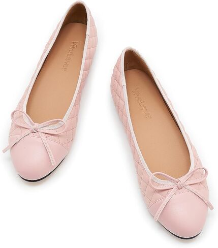 Women's Cap Toe Ballet Flats Two Tone Bow Flats Round Toe Shoes for Women Slip on Casual, Work, Dress Flats Pumps for Women in Saudi Arabia
