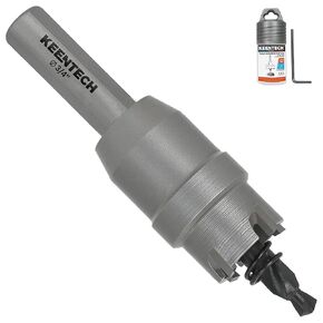 KEENTECH Heavy Duty Carbide Tipped Hole Saw for Hard Metal, 1 Inch Dia. TCT Hole Cutter, High-Speed Cutting Industrial Hole Saw Drill Bit for Stainless Steel, Metal, Cast Iron, Aluminum and Plastic