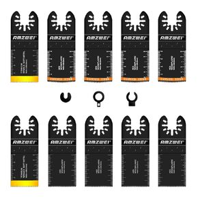 10PCS Oscillating Tool Blades, 3 Types Titanium & HCS Oscillating Saw Blades for Metal, Wood, Plastic, Quick Release Oscillating Tool Blades Compatible with Dewalt Bosch Milwaukee Ryobi