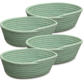 4 Pcs Small Storage Baskets Boho Natural Cotton Rope Woven Baskets for Organizing Farmhouse Decor Basket Storage Bins Baskets for Shelves Living Room Bedroom Gift Baskets Empty(Grey)