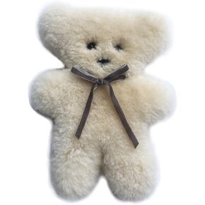 funlife 100% Australian Soft Lambskin Flat Teddy Bear for Baby Birthday Gift,Natural Snuggle Bear for Infant,Cream