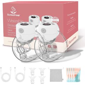 Hands Free Breast Pump,Double Wearable Breast Pump,Portable Electric Breast Pump for Breastfeeding with 2 Modes,9 Levels,LCD Display,Memory Function with Massage and Expression Mode,24mm Flange