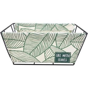 EPOCH Canvas Storage Basket Metal Holder Desk Table Organizer Home Decor, Green Leaf