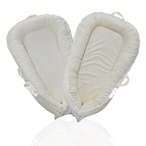 Baby Lounger Softbless for Newborn, 100% Cotton Infant Lounger, Portable Baby Nest Lounger Girl Boy 0-24 Months, Co Sleeper for Baby in Travel Bed (Brown)