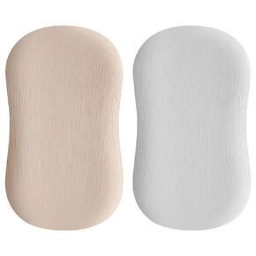 2 Pack Muslin Baby Lounger Pillow Covers Soft Breathable Newborn Bed Cover Replacement Seat Slipcovers for Infant Boys Girls Bassinet Sleeping Nest for Naps Tummy Time at Home Travel (Covers Only)
