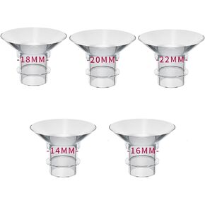 Flange Inserts 5PCS(14/16/18/20/22mm) for 24mm Flanges/Shield of Most Pumps,Compatible with Momcozy/Willow/Medela/Spectra Breast Pumps. Reduce 24mm Nipple Tunnel Down to comfortable size
