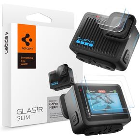 Spigen Tempered Glass Screen Protector [Glas.tR Slim] designed for GoPro Hero - Clear (Front Lens 2P + Back Screen 2P (Multi Pack))
