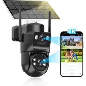 4K Security Cameras Wireless Outdoor, 5GHz/2.4GHz WiFi Solar Battery Powered Cameras for Home Security with Color Night Vision, Human Detection, Siren, 2-Way Talk, IP66