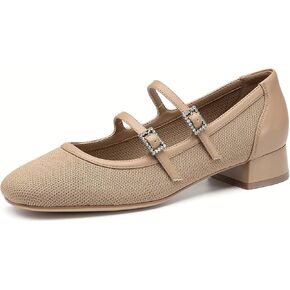 NEWBELLA Mousse FIT Mary Janes Pumps for Women, Work Square Toe Dress Shoes with Block Heel