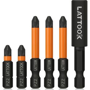 Pozidriv Bit Set, LATTOOK 5-Piece PZ2 Pozi Bit Set, Magnetic S2 Steel Pozidriv Screwdriver, 3'' Long