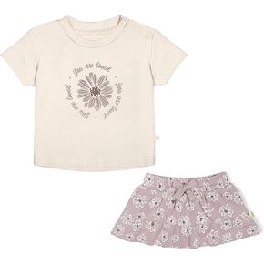MakeMake Organics GOTS Certified Organic Cotton Baby Kids Toddler Girl Top and Short Outfit Set in Kuwait