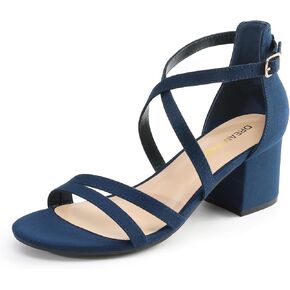 DREAM PAIRS Women's Ankle Strap Low Chunky Heels Open Toe Blocked Strappy Sandals Dress Shoes for Wedding Bridal Party