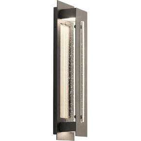 Kichler River Path 23" LED Outdoor Wall Light in Olde Bronze®, 1-Light Contemporary Exterior Wall Sconce with Clear Seeded Glass, 3000K, (23" H x 5.5" W), 49946OZLED