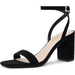 DREAM PAIRS Women's Chunky Heels Square Open Toe Ankle Buckle Strappy Block Heeled Sandals for Party Wedding Daily