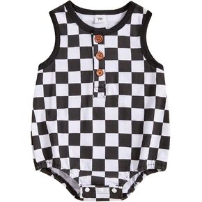 MoZiKQin Baby Boy Girl Clothes Newborn Checkered Bubble Romper Sleeveless Jumpsuit Infant One Piece Summer Outfit