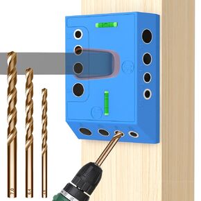 CKE Upgraded Drill Guide 30 45 90 Degree Angle Drill Hole Guide Jig with 3 Drill Bits for Angled Straight Hole, Installation for Cable Railing Deck Stair Railing Lag Screw Kit Cable Wood Post DG02