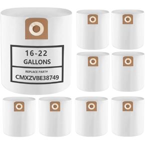 9 Pack 38749 Fine Dust Collection Bags Compatible with 16-20 Gallon Vacuum CMXZVBE38749 CMXZVBE38750